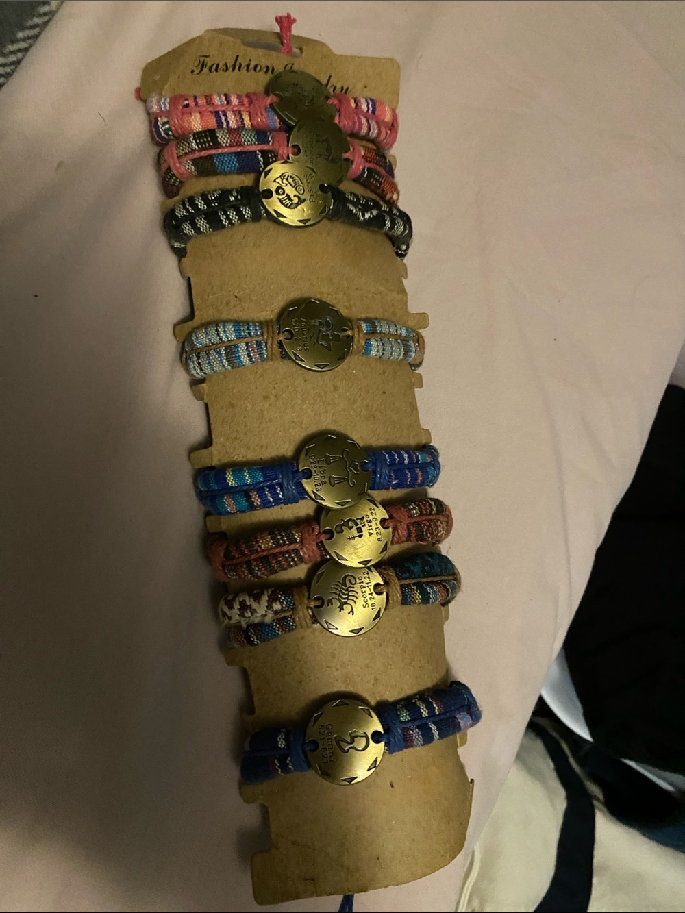 Boho Multicolor Woven Bracelet with Gold Coin Accent